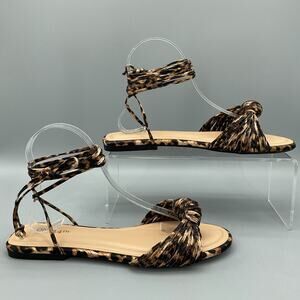 NEW on 34th Women’s Jenniee Knot Lace Up Sandals Leopard Size 9.5M